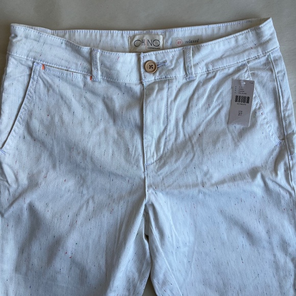 Anthropologie Chino Multi Speckled Raibow Splatter White Rolled up Pants Jeans - Picture 8 of 10